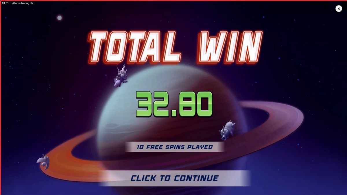 Tampilan visual slot Aliens Among Us dengan tema invasi alien yang lucu dan penuh warna